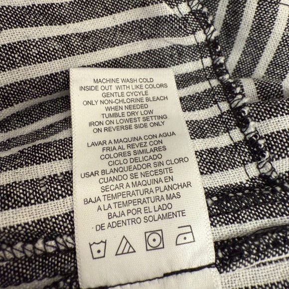 Jolt Beachy Black & White Linen Blend Paperbag Pants Elastic Waist Size Large - Picture 5 of 5